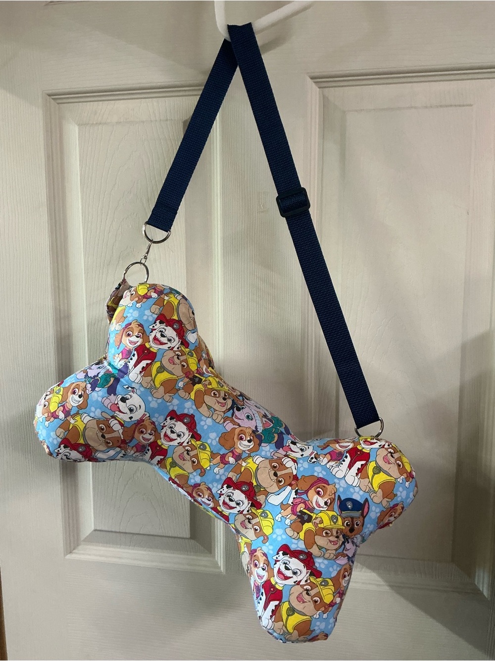 Paw Print Cartoon Bone shape neck Pillow with removable Strap